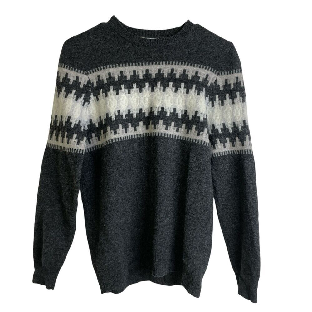 Scott & Scott London Cashmere Sweater Small Womens Grey Merino Wool Pullover Zig